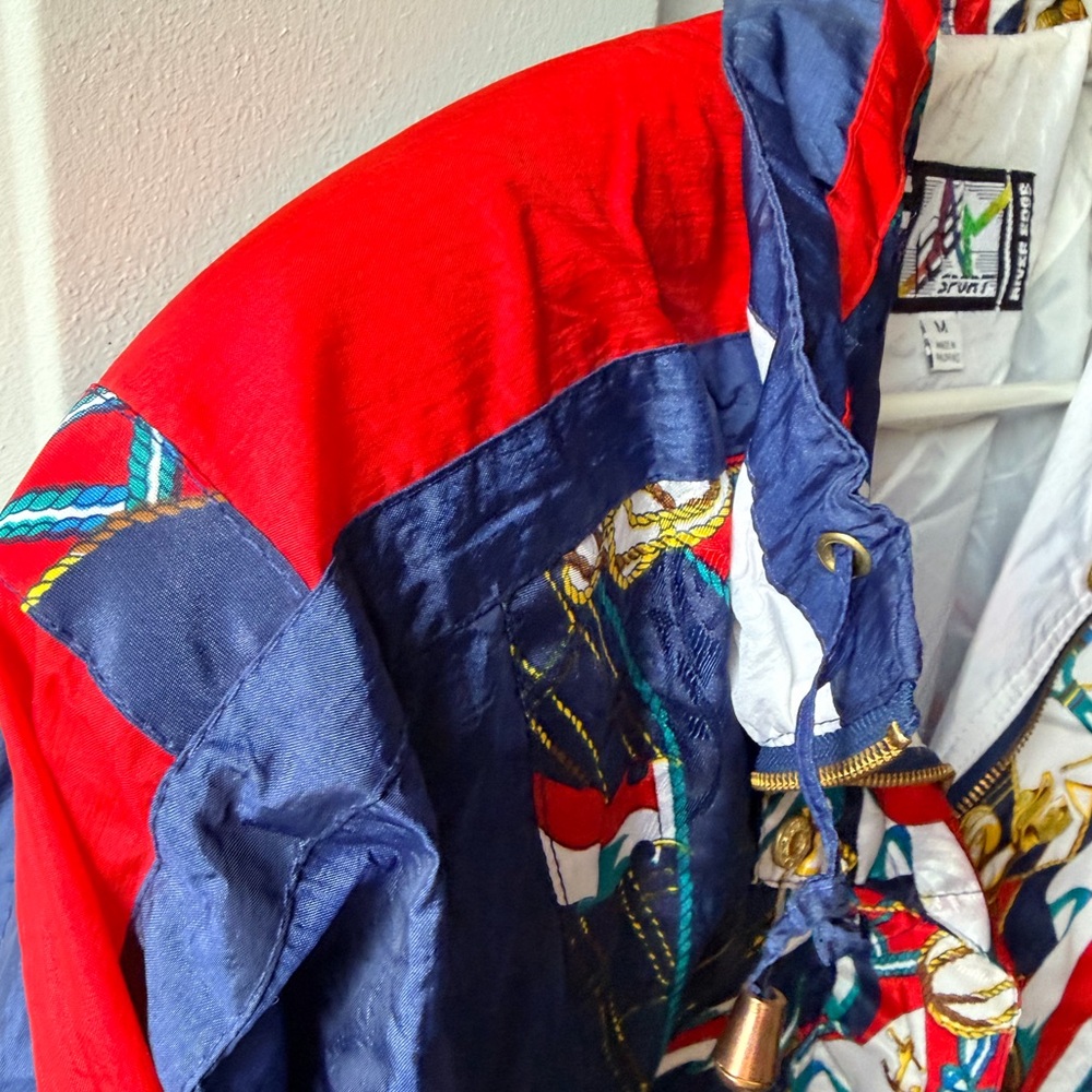 NWT Vintage 90s River Edge RE Sport Nautical Print Windbreaker Jacket Retro - Picture 7 of 16